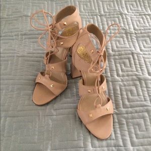 Vince Camuto nude lace up sandals